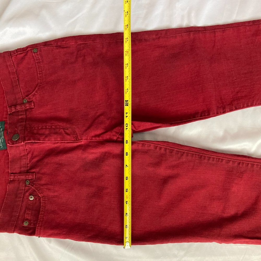 Lauren Jeans Co. Ralph Lauren Cranberry Red Petite Modern Straight Women 8P - Picture 5 of 12